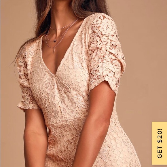 Lulus Pink Blush Lace Mini Dress with short sleeves NWOT - Picture 5 of 6